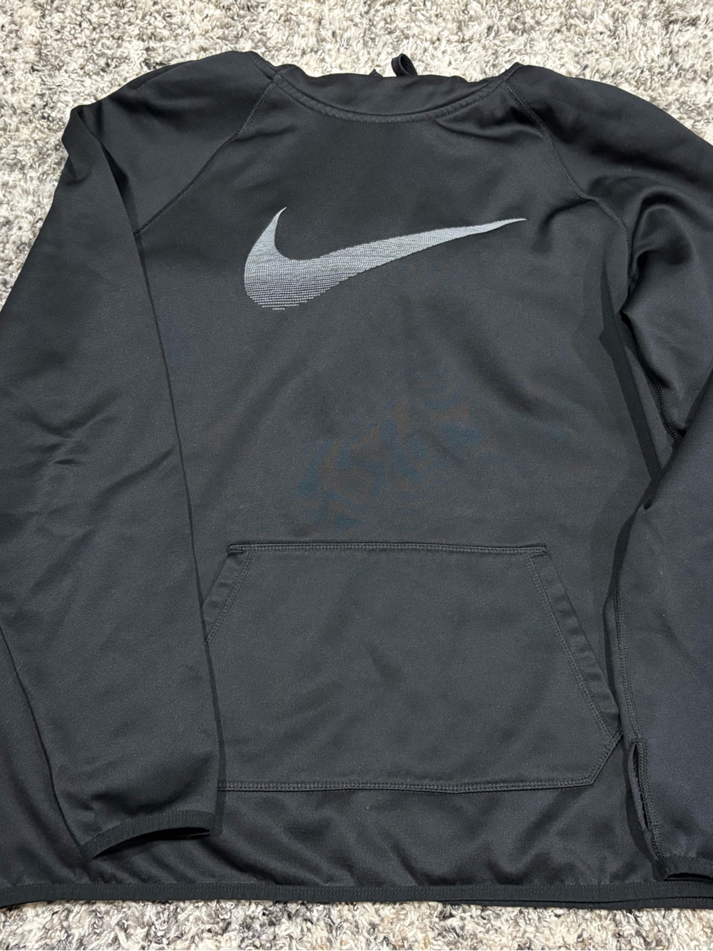 Nike Boys Black Pullover Hoodie with Reflective Swoosh